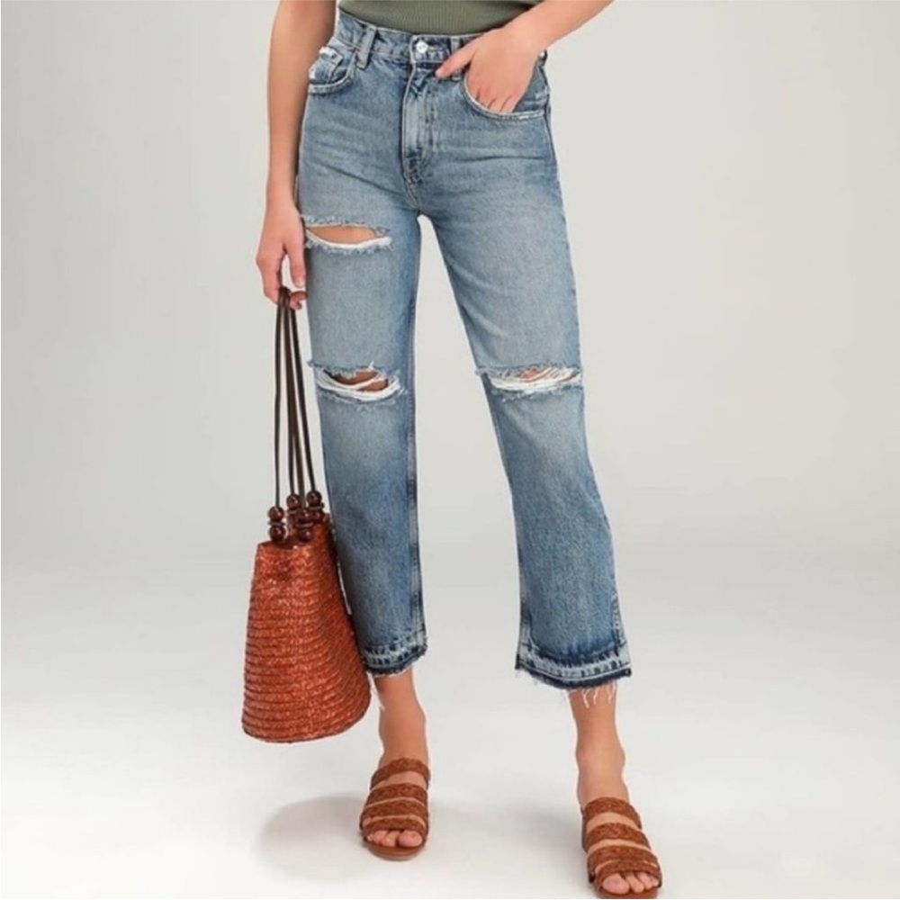 Free People We The Free denim Distressed Ankle Cropped Lita Jeans 30